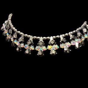 Vintage NY Necklace with AB Rhinestones & Jet Black Crystals
